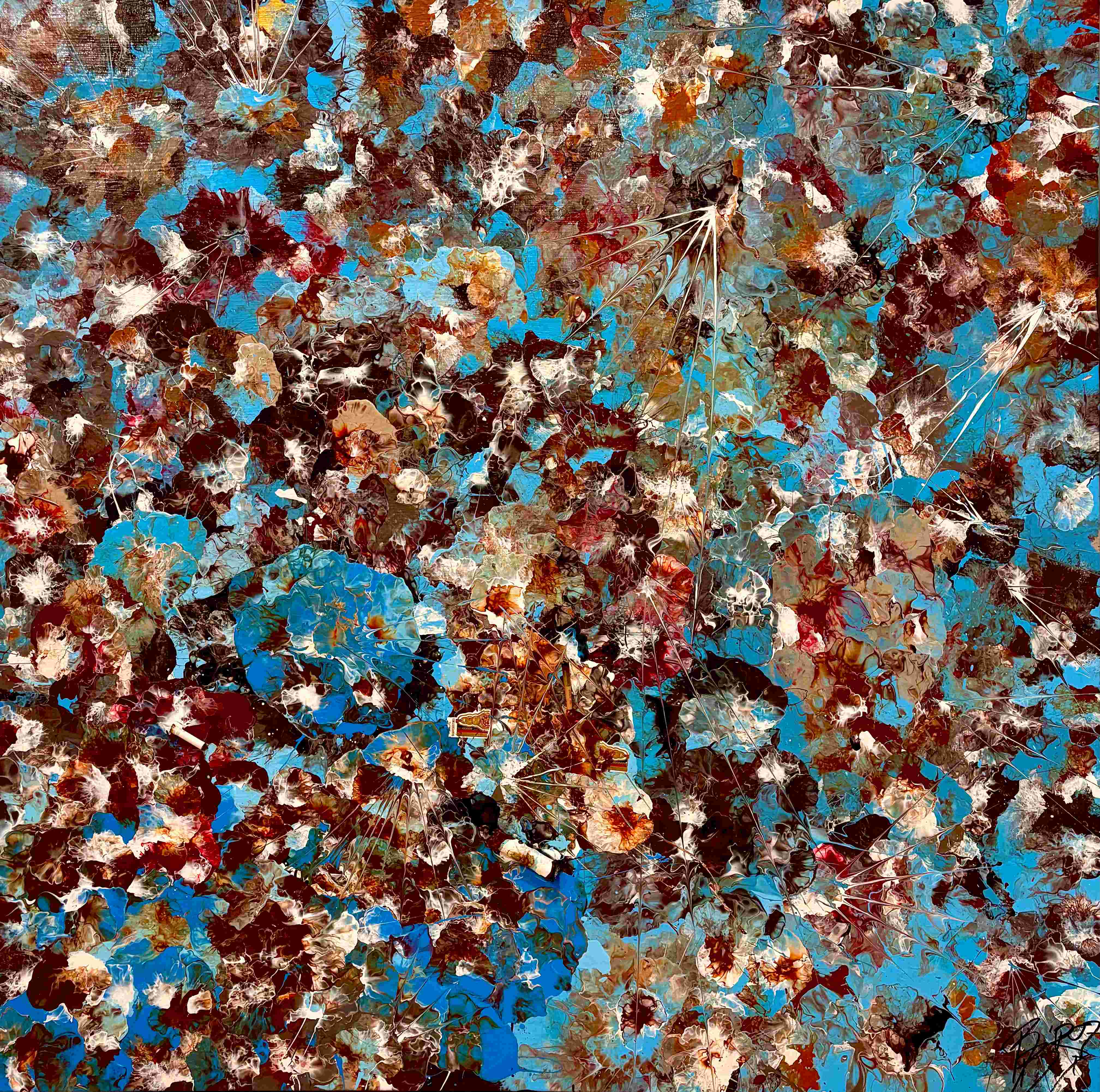 Finding Out True Love is Blind, abstract painting in acrylic, Floetrol and water of a deep cosmic field worked onto canvas