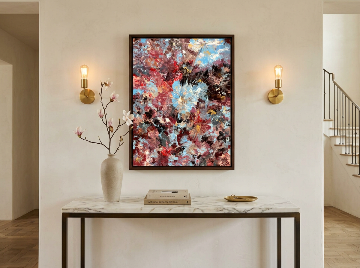 Bellissimo Processo displayed in a warm interior, its surface catching the lamplight above a wooden console